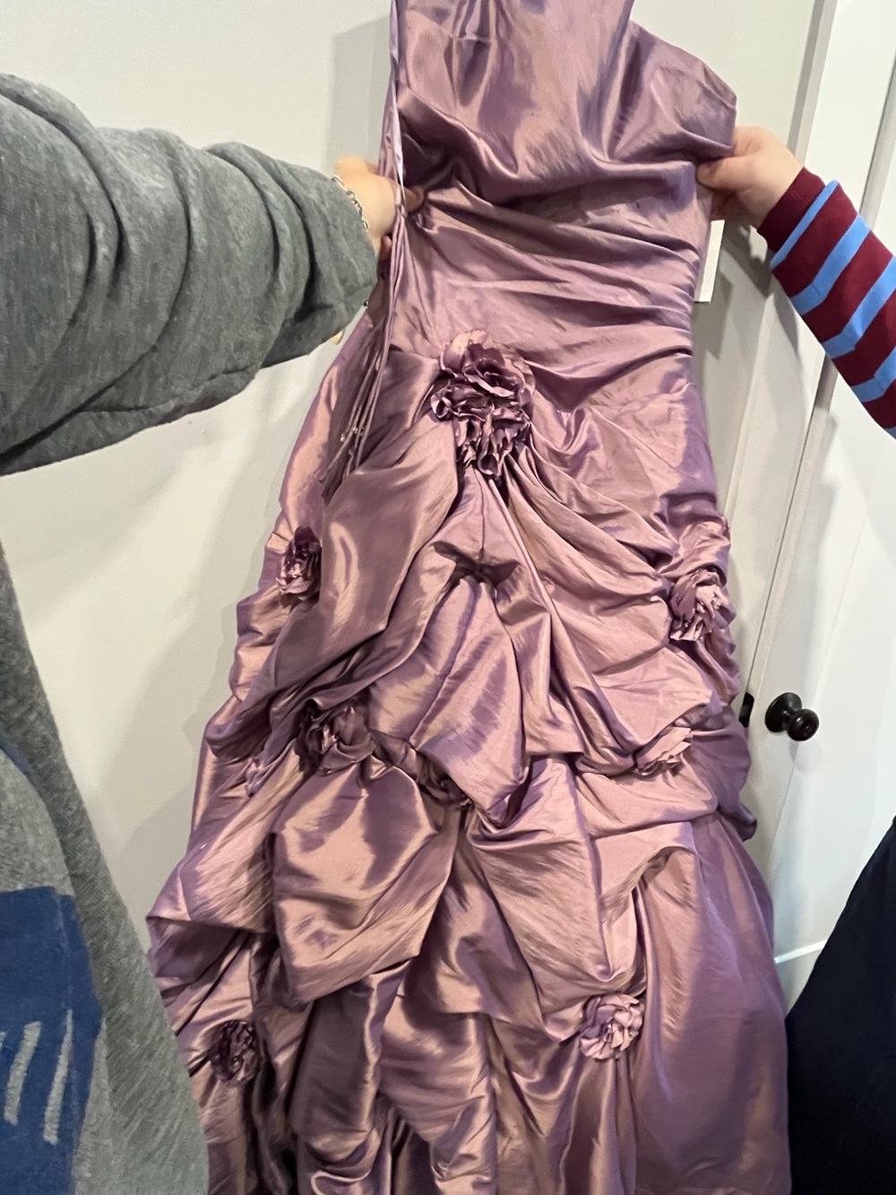 Lavender Strapless Ball Gown with Rosette-Embellished Skirt - Picture 4 of 4